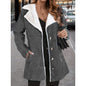 Women's Solid Color Plush Lapel Mid-length Coat