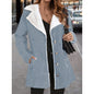 Women's Solid Color Plush Lapel Mid-length Coat