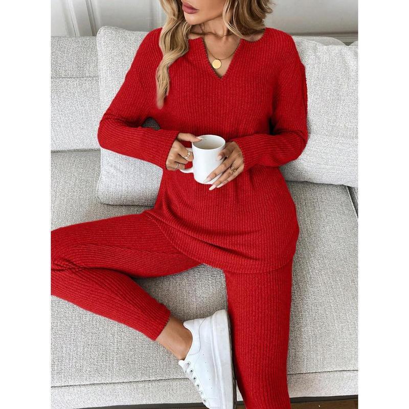 Women's Solid Color Casual Thermal Underwear Set