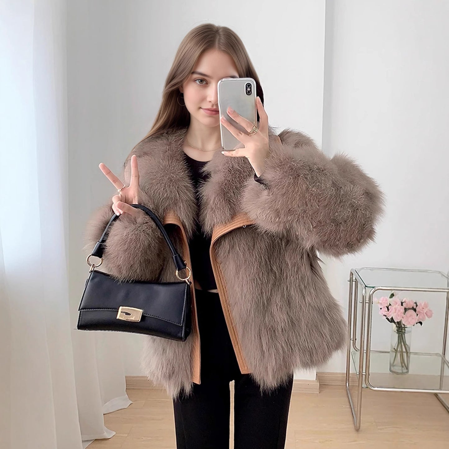 Youth-style Faux Fox Fur Coat