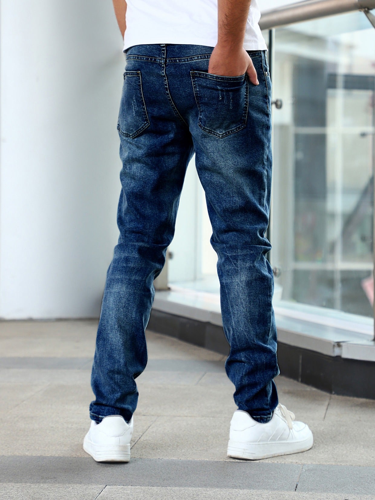 Slim Fit Stretch Men's Youth Blue Casual Pants