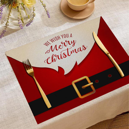 Christmas Digital Printing Placemat Linen Insulation Antifouling Decoration