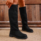 European And American Fashion Suede Sleeve High Leg Boot Low Heel Large Size Below The Knee Boots