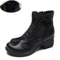 Chunky heel genuine leather ethnic style mid-heel Martin boots, handmade