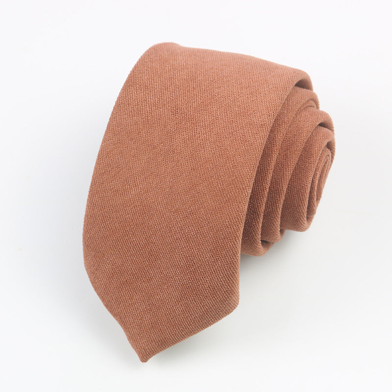 Korean Style Casual Suede Pure Color Artistic Shirt Macaron Color 7cm Hand Tie