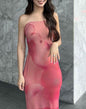 Lady's Sexy Strapless Slim-fit Printed Maxi Dress