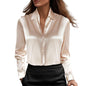 Autumn Fashion Temperament Solid Color Lapel Long Sleeve Shirt Women's Clothing