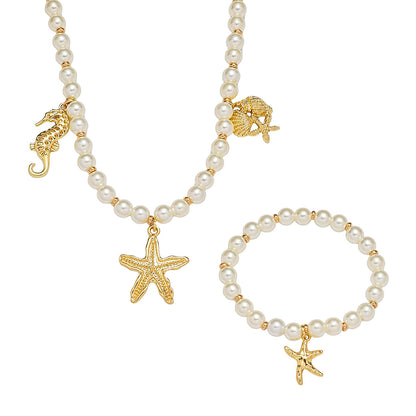 Haima Shell Necklace Starfish Bracelet Set Fashion Lady