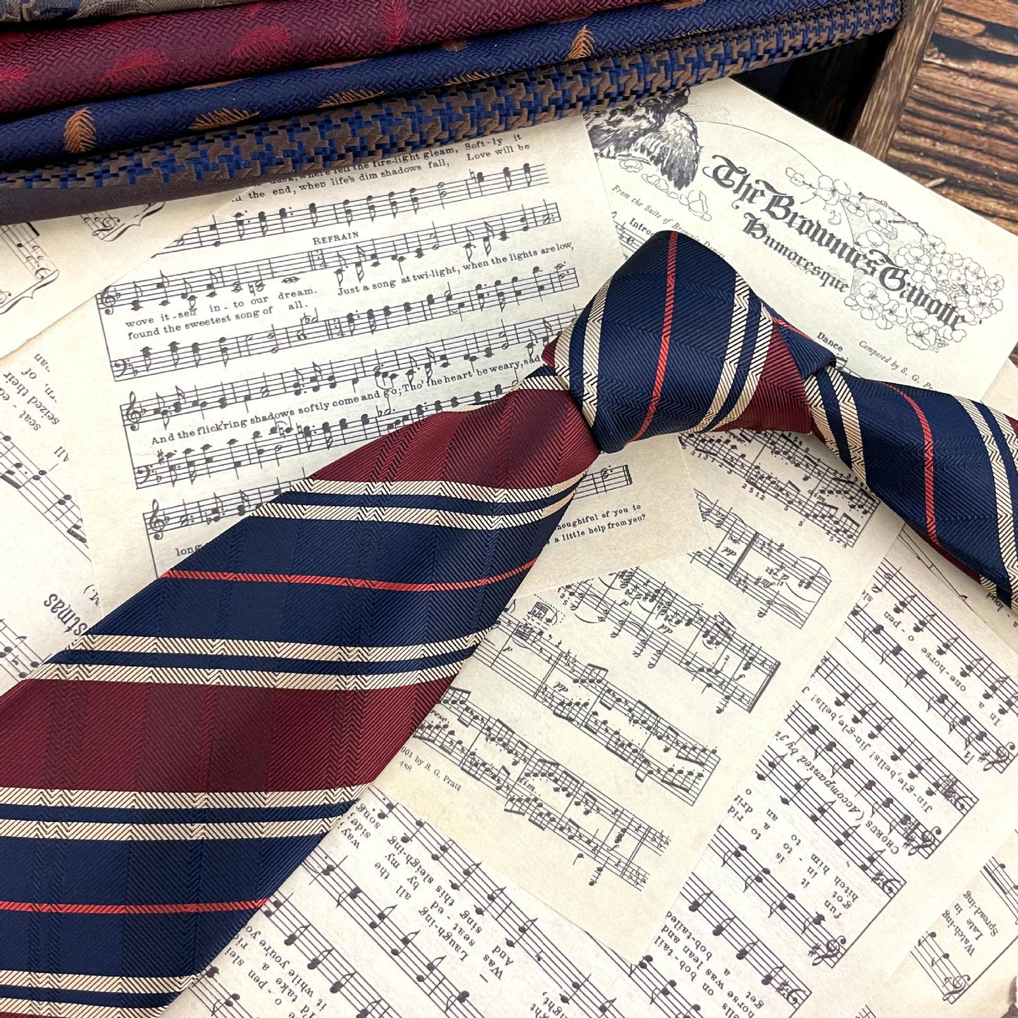 Retro Coffee Color Orange Red Striped Tie Hand Hit 8CM Men