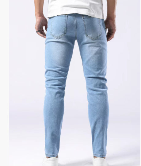Men's Jeans Stretch Slim-fit Light Blue Skinny Men's Trousers