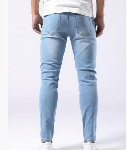 Men's Jeans Stretch Slim-fit Light Blue Skinny Men's Trousers