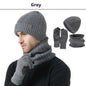 Winter New Thickened Men's Hat Scarf Gloves Three-piece Set