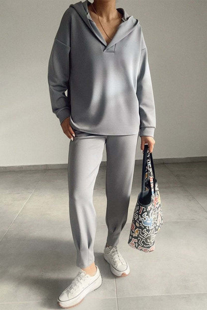 Commuting Casual Hooded Sweatshirt And Pants Two-piece Set