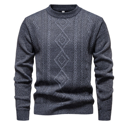 Casual Round Neck Pullover Warm Knitted Sweater For Men