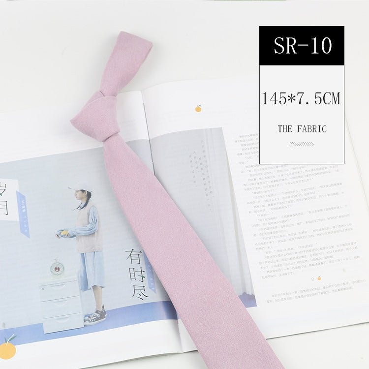 Korean Style Casual Suede Pure Color Artistic Shirt Macaron Color 7cm Hand Tie