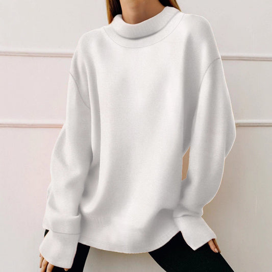 Fashion Simple Solid Color Long Sleeve Sweatshirt Versatile