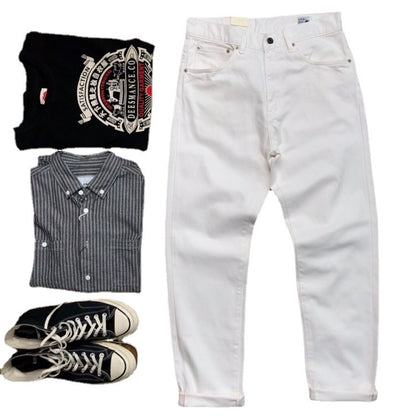 New Straight Men's Casual White Jeans