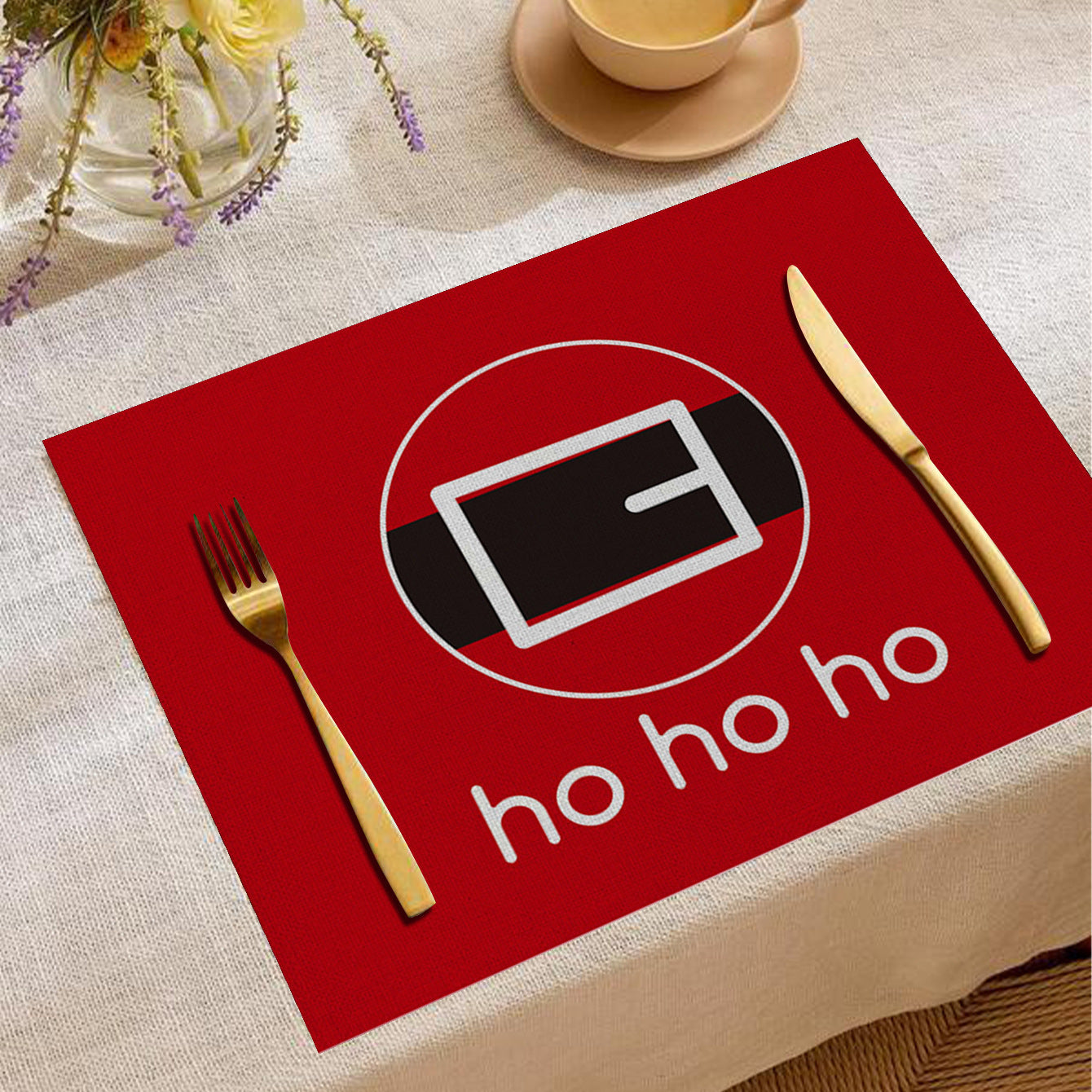 Christmas Digital Printing Placemat Linen Insulation Antifouling Decoration