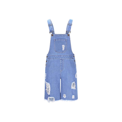 Ripped Leisure Men's Denim Suspender Shorts Jeans Men