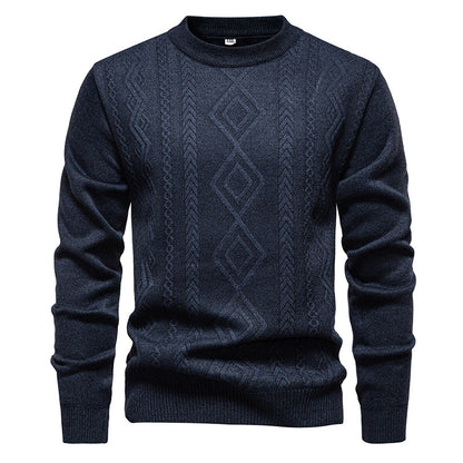 Casual Round Neck Pullover Warm Knitted Sweater For Men