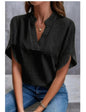 Women's Summer Chiffon V-Neck Shirt - Short Sleeve