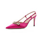 French Style Temperament Evening Dress High Heels Rhinestone Closed Toe Sandals