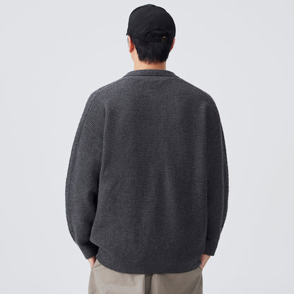 Half-collar High-end Lapel Men's Solid Color Versatile Sweater