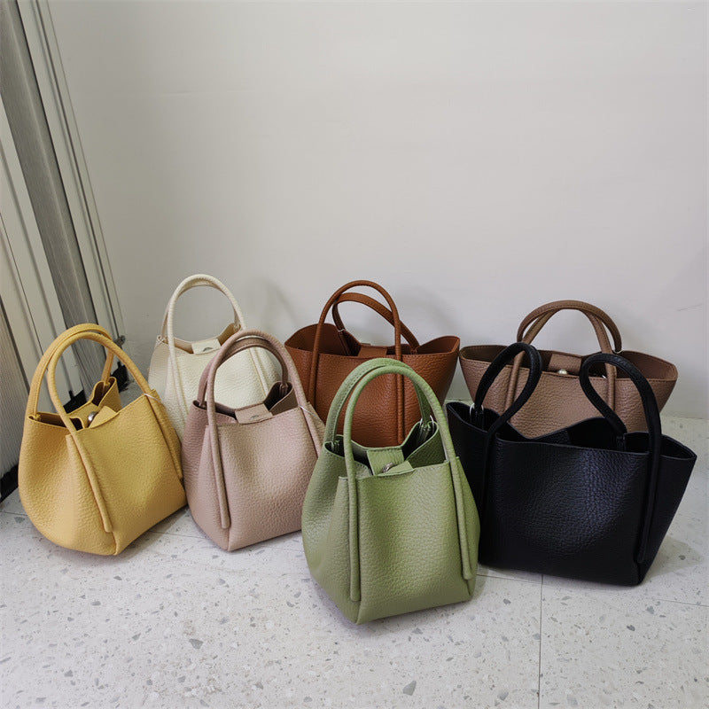 Women's Retro Bucket Bag - Casual Crossbody Style