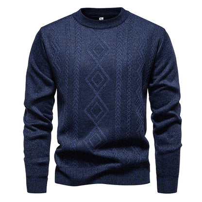 Casual Round Neck Pullover Warm Knitted Sweater For Men