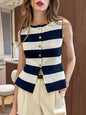 Women's Casual Patchwork Sleeveless Knitted T-shirt