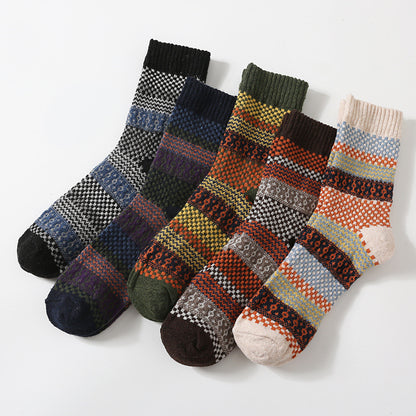 Retro Large Square Wool Socks