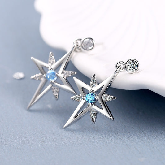 Women's Korean Diamond Hexagonal Star Stud Earrings