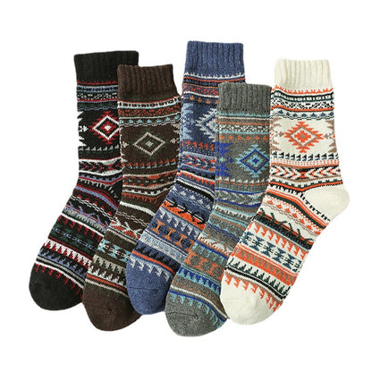 Retro Large Square Wool Socks