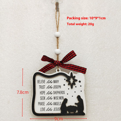 House Christmas Tree Decoration Festival Gift Wooden Pendant