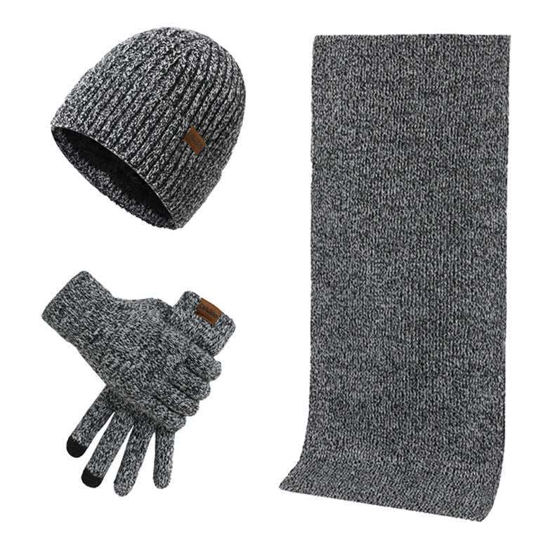 Thermal Knitting Hat Scarf And Gloves Three-piece Set
