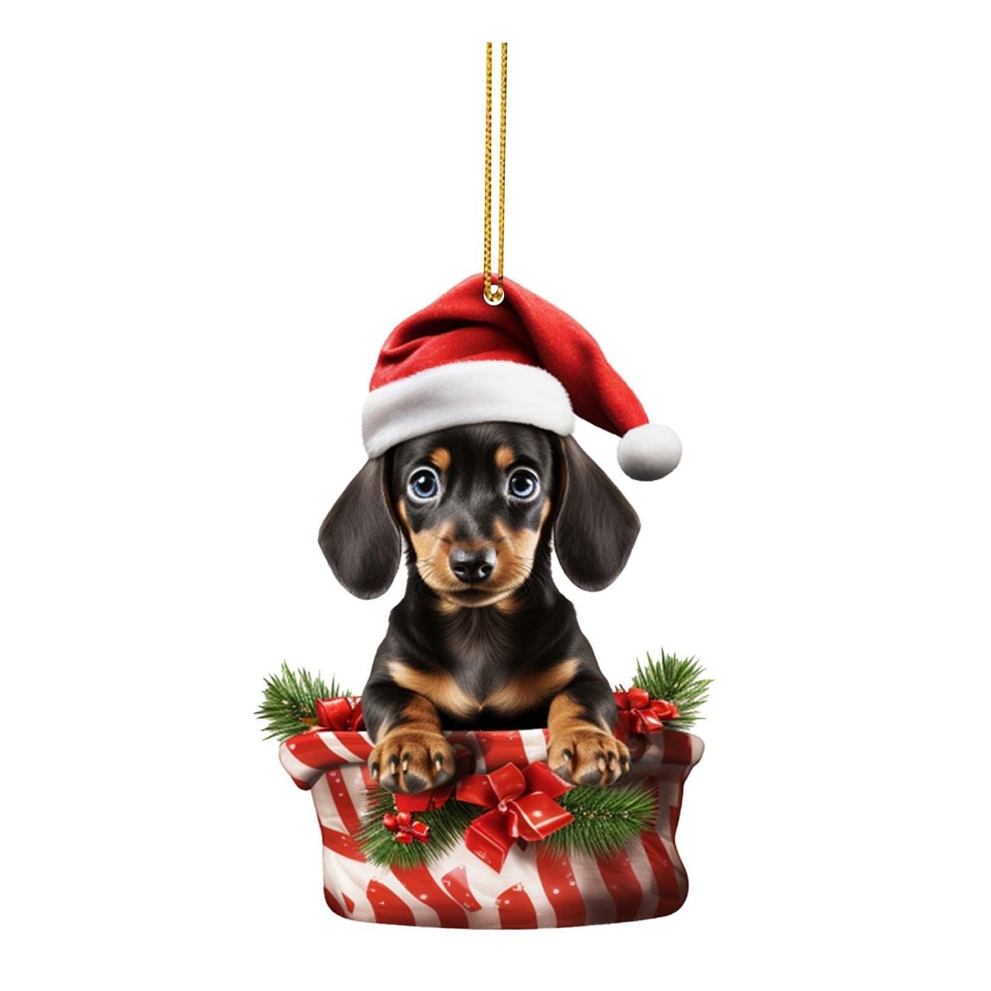 Cute Dog Flat Pendant Christmas Tree Decoration Puppy