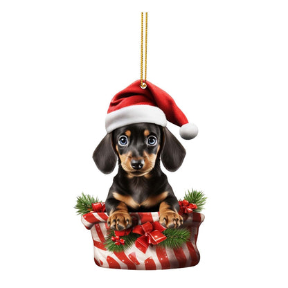 Cute Dog Flat Pendant Christmas Tree Decoration Puppy