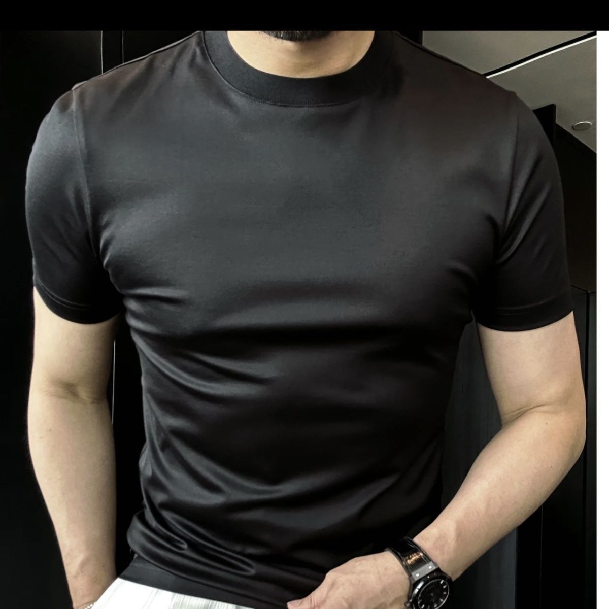Ice Silk Soft Breathable Round Neck Short Sleeve T-shirt