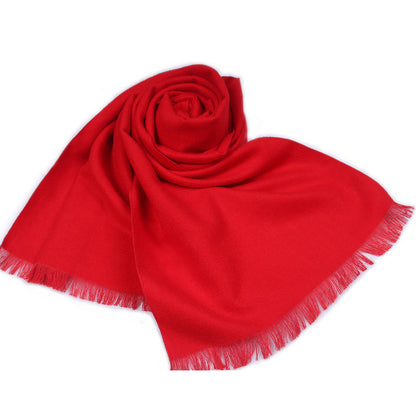 Men's Solid Color Double-sided Velvet Tassel Scarf