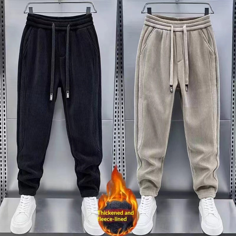 Winter Men's Fleece-lined Thick Corduroy Casual Pants