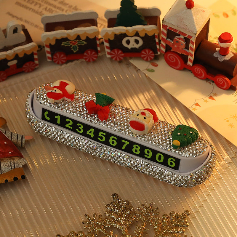 Christmas Parking Phone Number Sign Cartoon Cute Car Moving Digital Number Plate Christmas Decoration