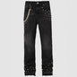 Men's Street Fashion Elastic Diamond Denim Straight-leg Pants