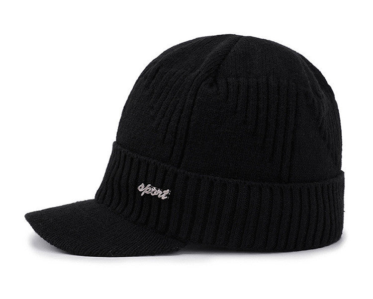 Men's Thick Woolen Knitted Pullover Cotton Hat