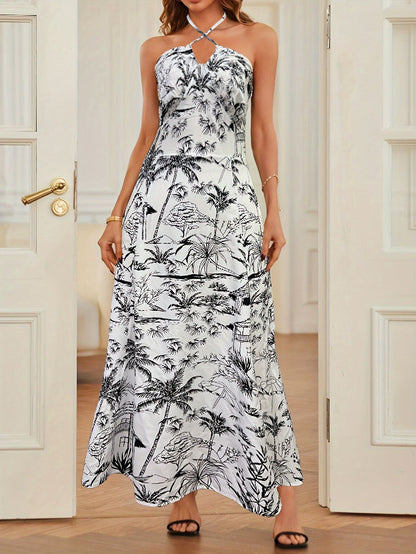 Ladies' Fashion Floral Spaghetti Strap Dress