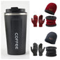 Men's Winter Scarf Gloves Three-piece Set Fleece-lined Warm Knitted Hat