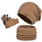 Winter Fleece-lined Warm Hat Scarf Gloves Three-piece Set