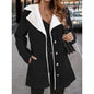 Women's Solid Color Plush Lapel Mid-length Coat