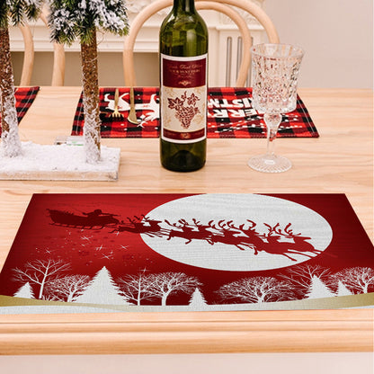 Christmas Digital Printing Placemat Linen Insulation Antifouling Decoration