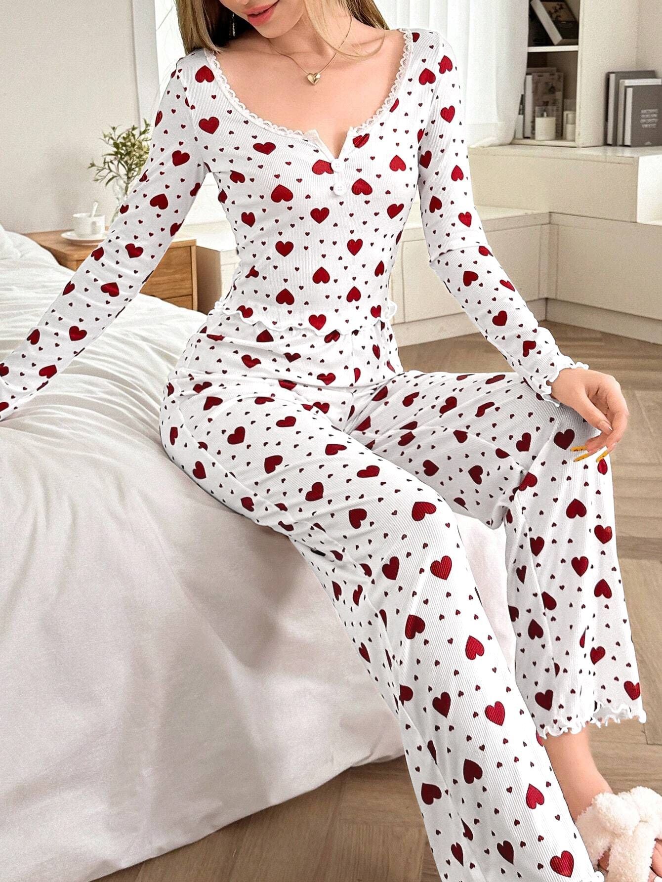 Love Print Pajamas Love Long Sleeve Pants Set
