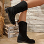 Women's Oversized Thick Heeled Velvet Fashion Boots